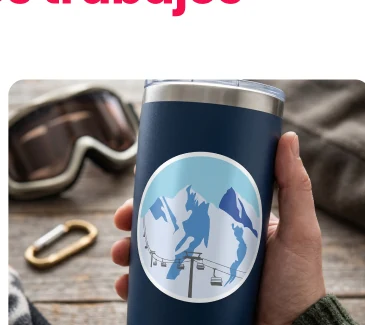 Calco personalizado en vaso termico azul